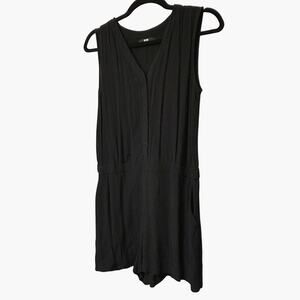 Uniqlo Flowy Black Romper - Lightweight, Easy Summer Fit (S)